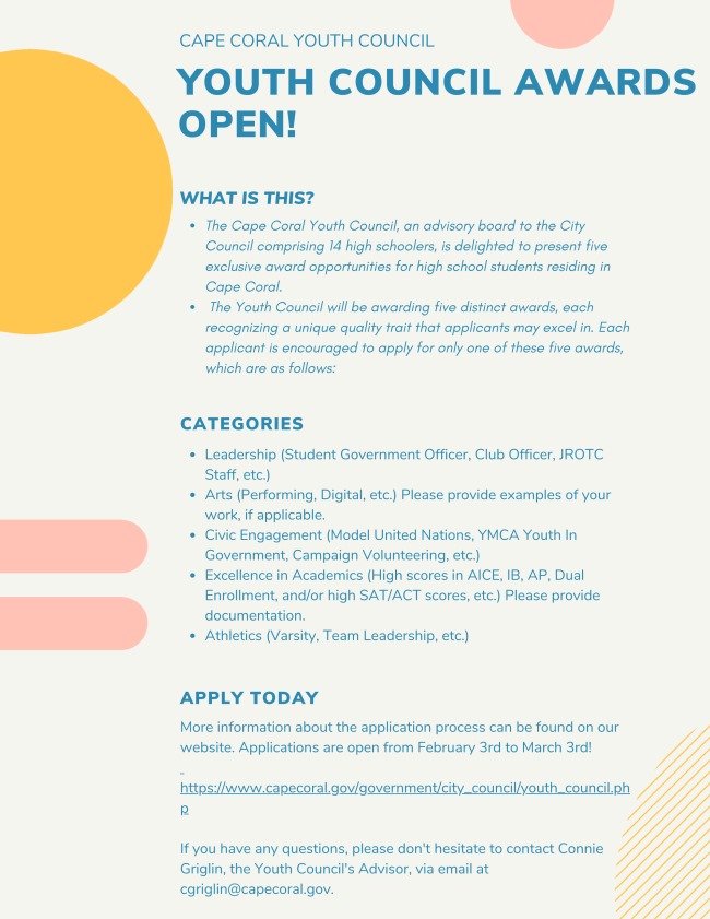 2026 Youth Council Excellence Awards Flyer